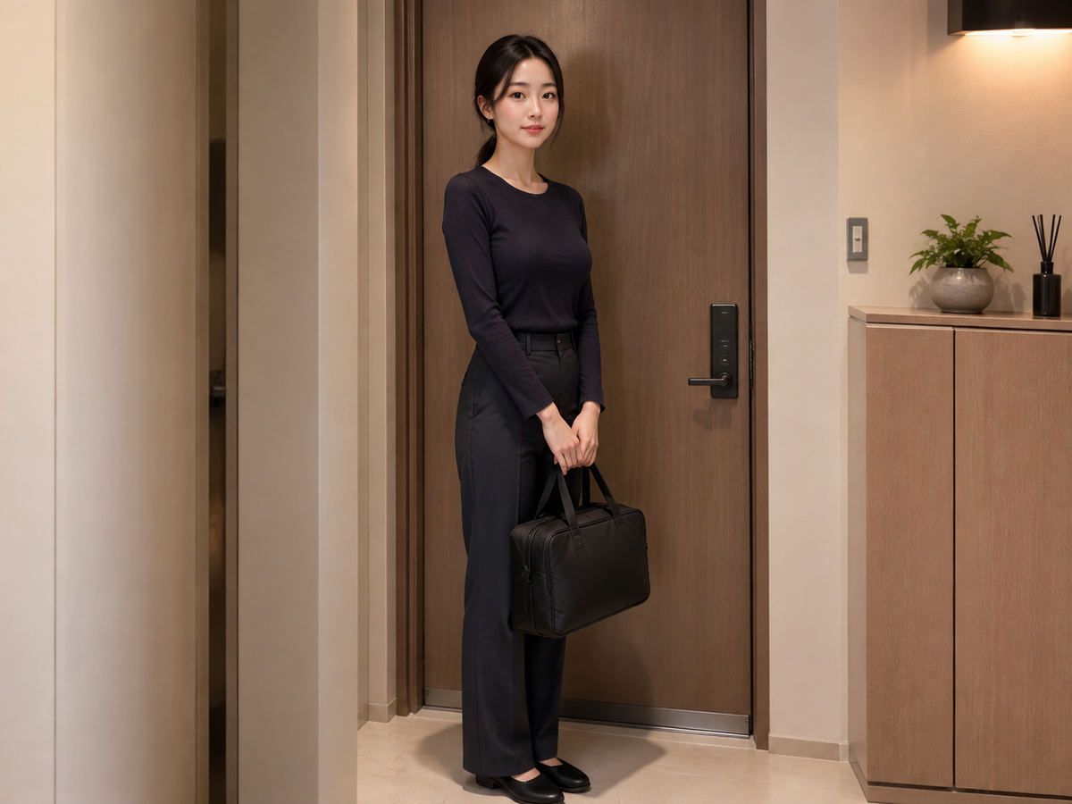 용인 수지 방문 홈케어 일정을 준비하는 젊은 성인 한국 여성 관리사
